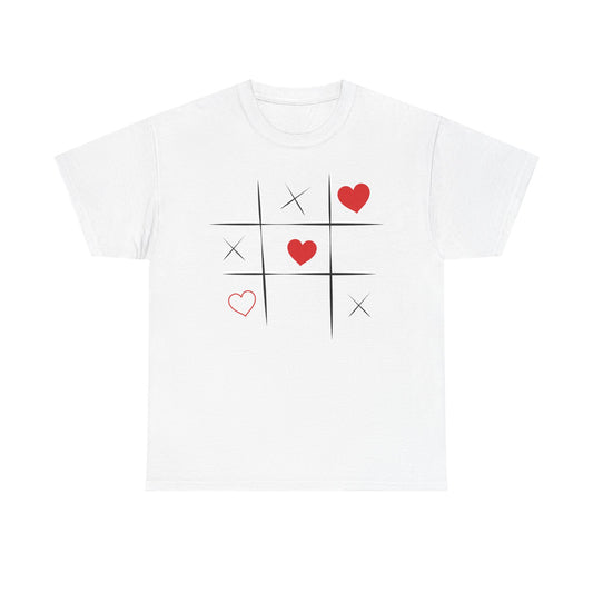 Heart Tic Tac Toe Unisex Heavy Cotton Tee