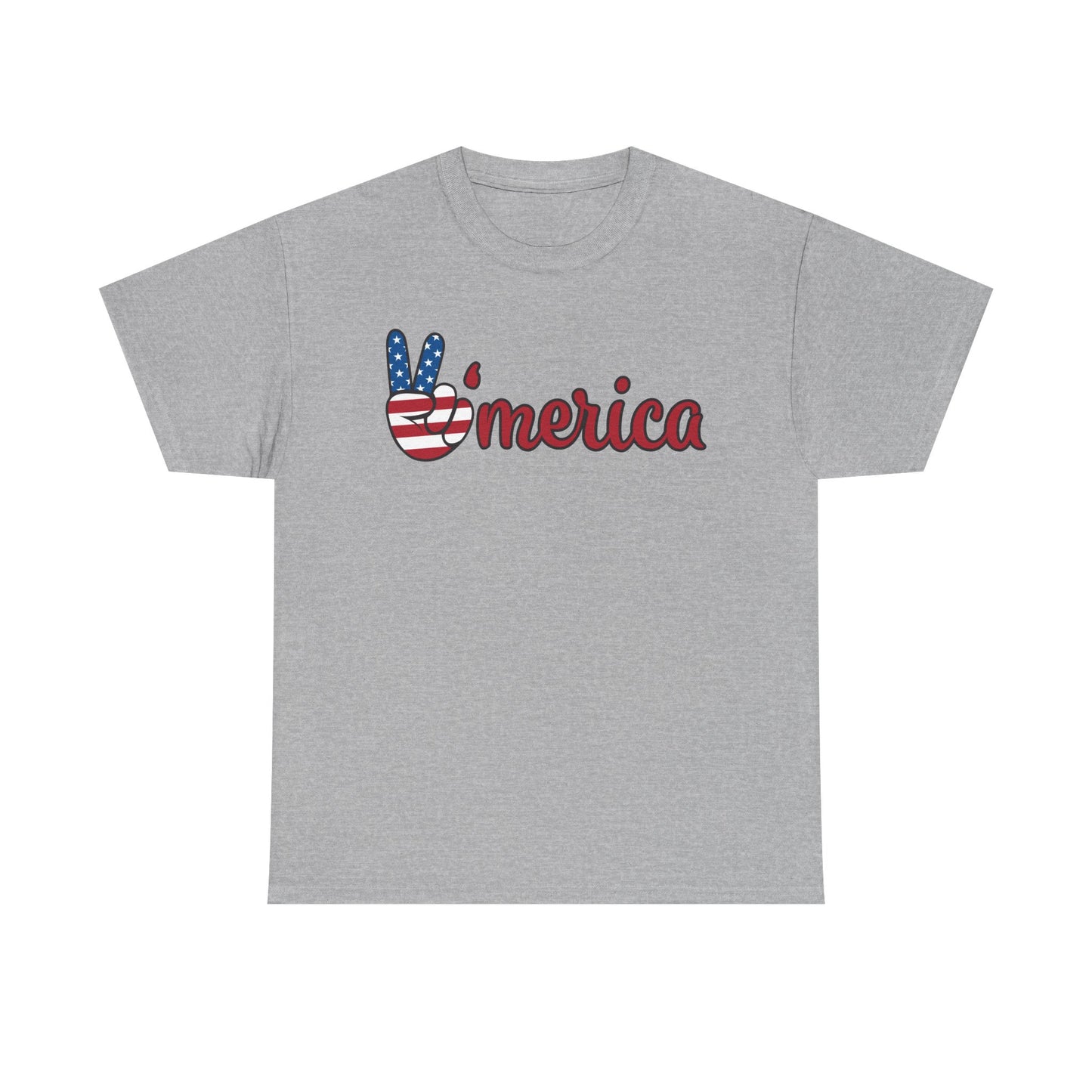 Unisex Heavy Cotton Tee with Peace Sign - Perfect for 4th of July, Family Gatherings, Casual Wear, Gifts, Celebrations