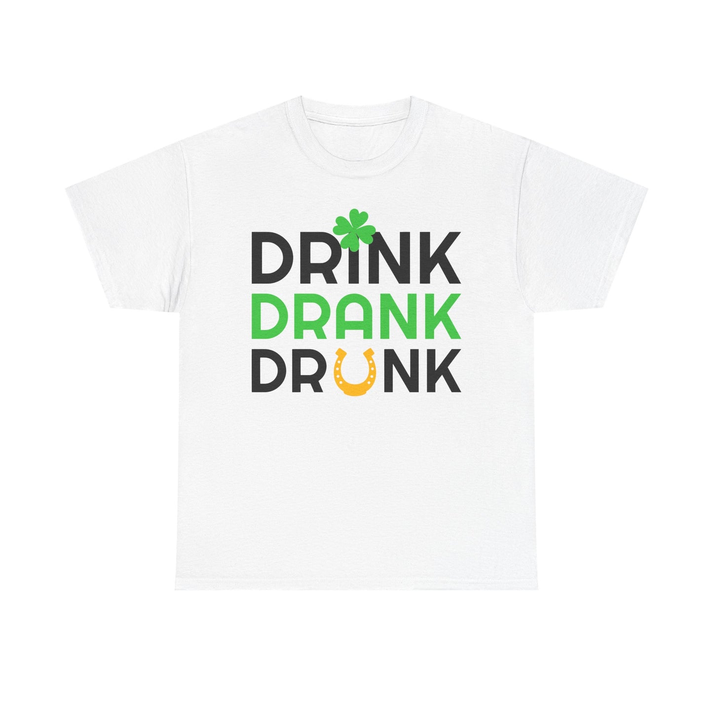 Funny St. Patrick's Day Tee, Unisex Heavy Cotton T-Shirt, Drink Drank Drunk Shirt, Party Top, Irish Celebration Gift