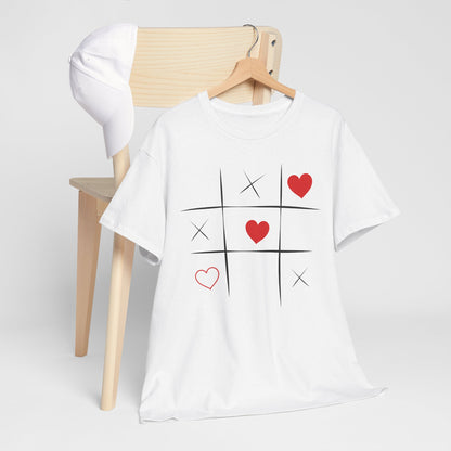 Heart Tic Tac Toe Unisex Heavy Cotton Tee
