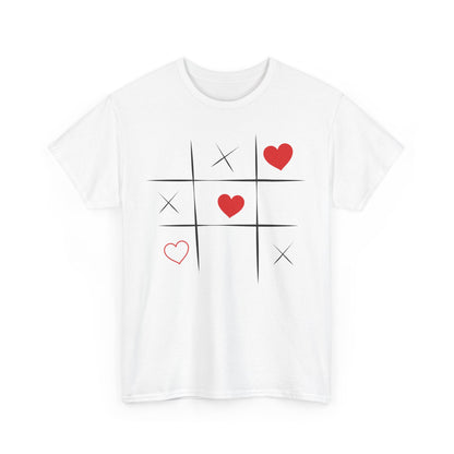 Heart Tic Tac Toe Unisex Heavy Cotton Tee