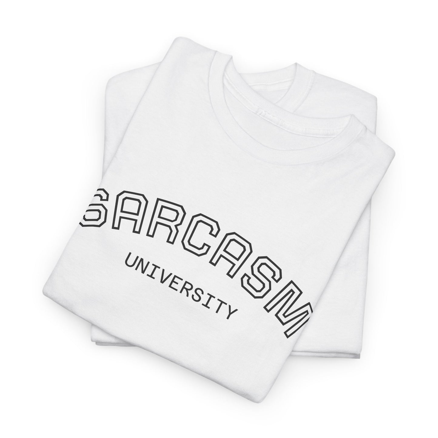 Sarcasm University Unisex Heavy Cotton Tee, Funny Graphic T-Shirt, Novelty Gift, Casual Top, Humor Apparel, Statement Shirt