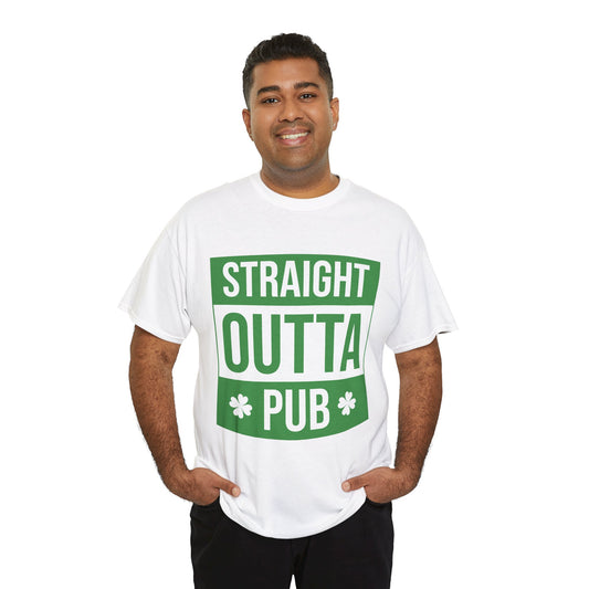 St. Patrick's Day Unisex Cotton Tee - Straight Outta Pub, Irish Party Shirt, Holiday Apparel, Fun T-Shirt, Pub Crawl Gear