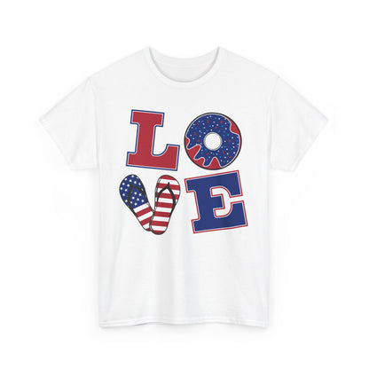 Patriotic Love Tee, Unisex Heavy Cotton Shirt, Independence Day Outfit, Casual Summer Style, Gift for Him/Her