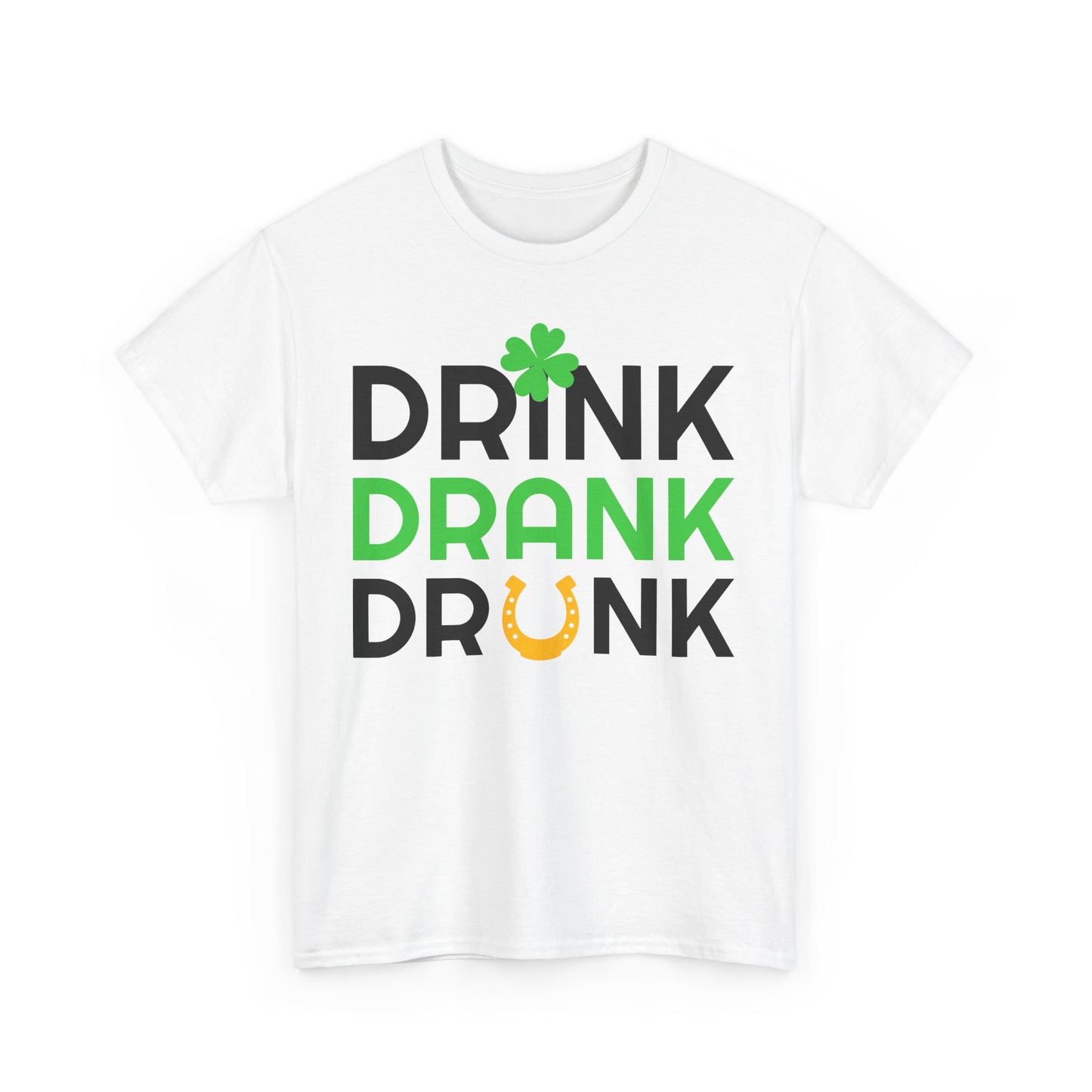 Funny St. Patrick's Day Tee, Unisex Heavy Cotton T-Shirt, Drink Drank Drunk Shirt, Party Top, Irish Celebration Gift