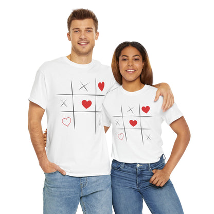 Heart Tic Tac Toe Unisex Heavy Cotton Tee