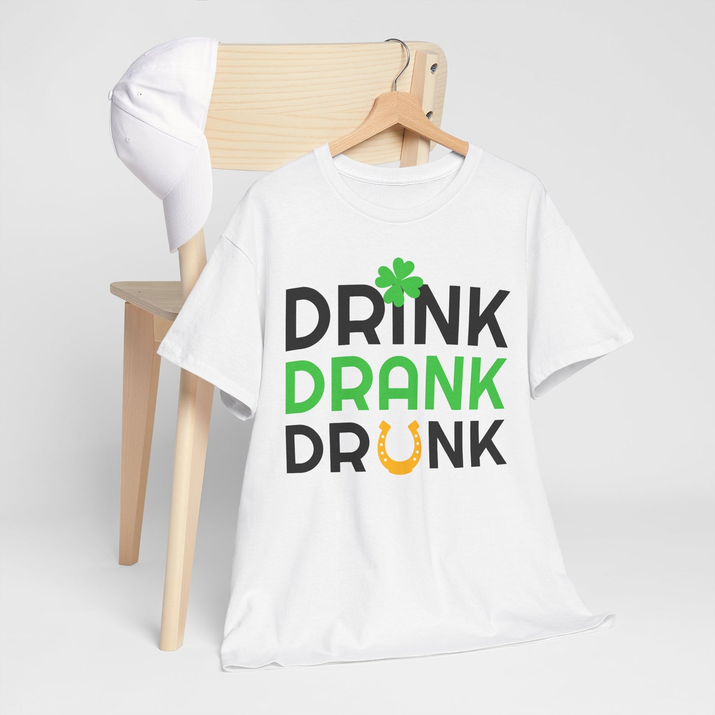 Funny St. Patrick's Day Tee, Unisex Heavy Cotton T-Shirt, Drink Drank Drunk Shirt, Party Top, Irish Celebration Gift