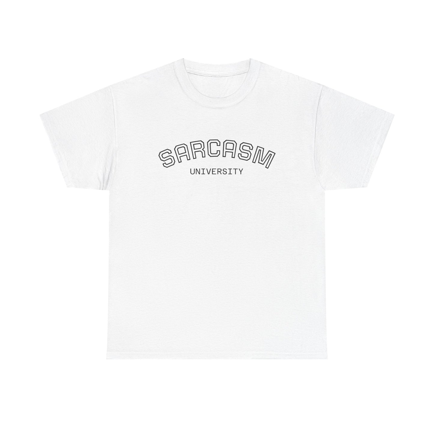 Sarcasm University Unisex Heavy Cotton Tee, Funny Graphic T-Shirt, Novelty Gift, Casual Top, Humor Apparel, Statement Shirt