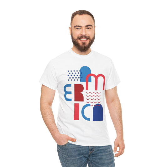 Bold Graphic Unisex Cotton Tee for Americans, Casual Everyday Wear, Patriotic Gift, Summer Festival Outfit, Unique Statement Top