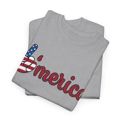 Unisex Heavy Cotton Tee with Peace Sign - Perfect for 4th of July, Family Gatherings, Casual Wear, Gifts, Celebrations