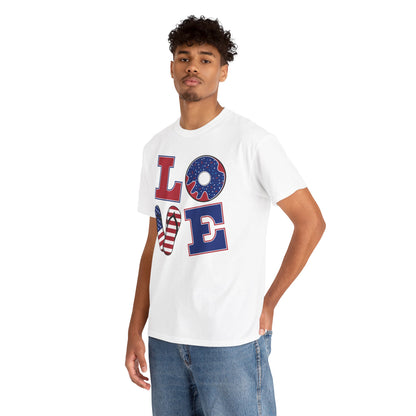 Patriotic Love Tee, Unisex Heavy Cotton Shirt, Independence Day Outfit, Casual Summer Style, Gift for Him/Her
